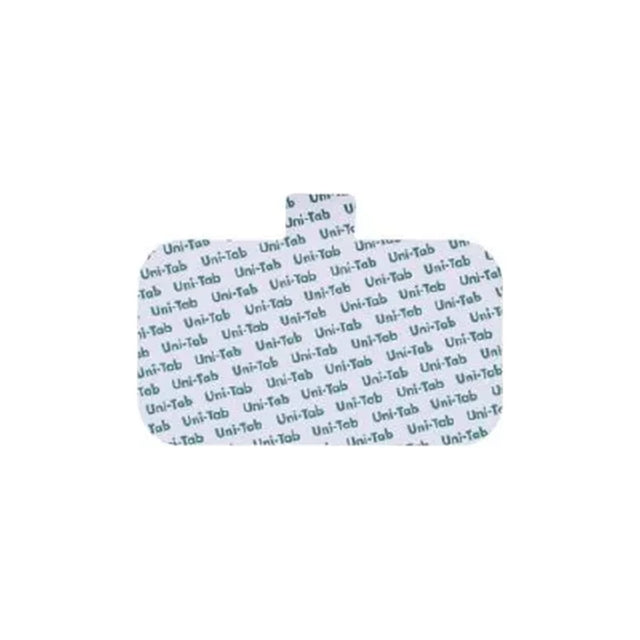 Rectangular medical adhesive electrode pad with Uni-Tab print for ECG monitoring