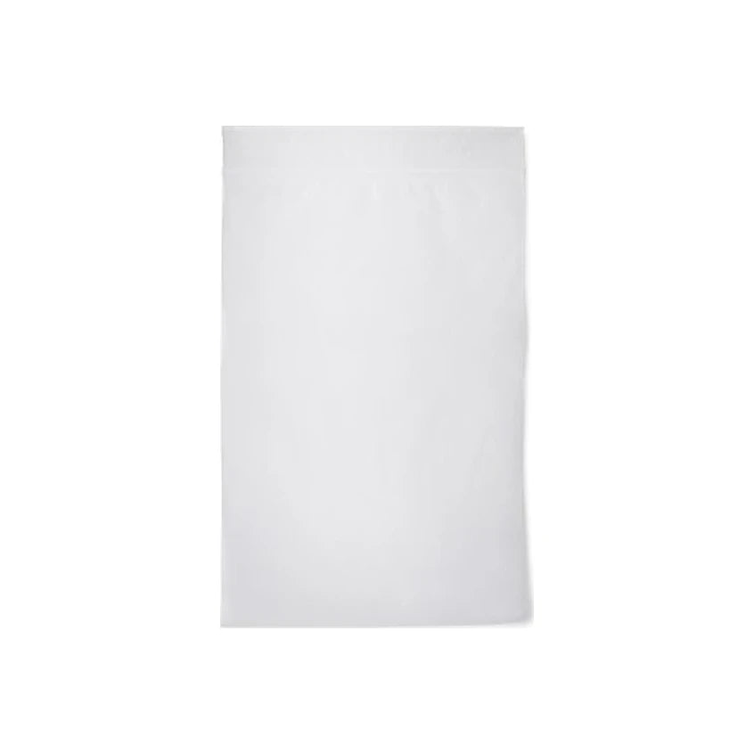 Clear plastic medical supply storage bag on white background