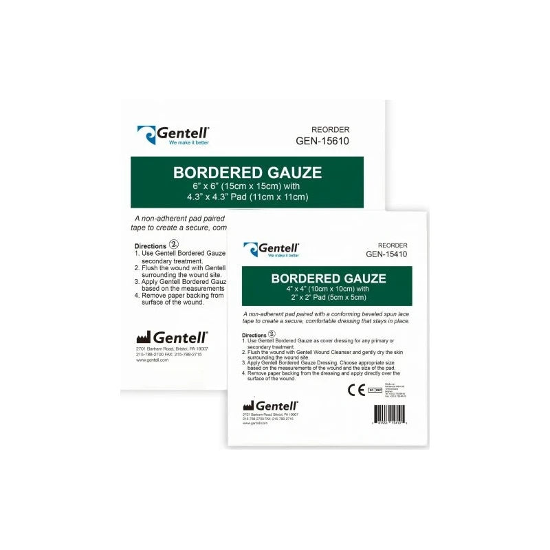 Gentell Bordered Gauze Dressing, 8" X 8"