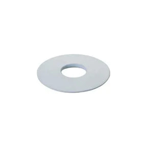 Flat white circular medical adhesive barrier ring for ostomy care on white background
