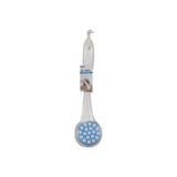 Long handle lotion applicator with blue roller balls for easy body cream application