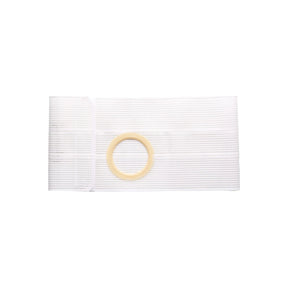 White ostomy hernia support belt with circular opening for stoma care
