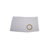 White ostomy support belt with round opening for medical appliance attachment