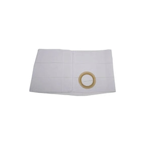 White ostomy support belt with round opening for medical appliance attachment