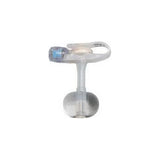 Low-profile gastrostomy feeding tube with clear balloon adapter on white background