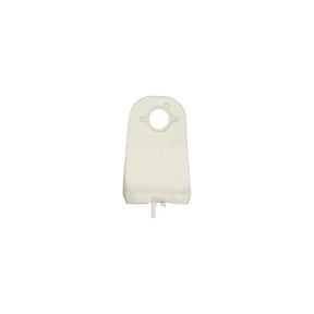 Ostomy drainage bag with cut-to-fit opening and white drain tube