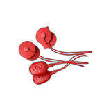 Red silicone therapy electrodes with cables for medical device, isolated on white background