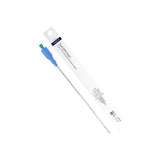 Sterile intermittent catheter with blue hydrophilic coating and individual packaging