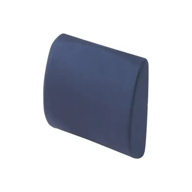 Memory foam lumbar support cushion with navy blue cover for back pain relief