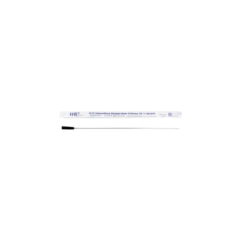 Sterile intermittent straight male catheter in clear packaging, 16 Fr, medical supply.
