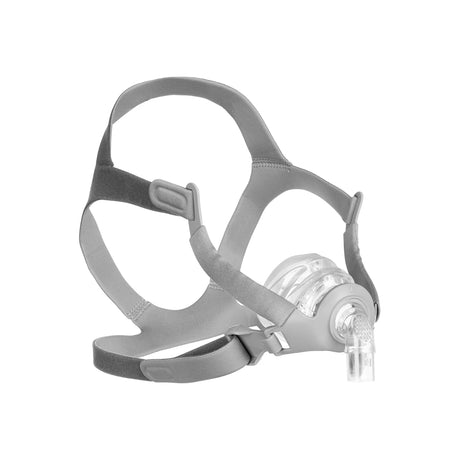 Adjustable CPAP nasal mask with grey headgear for sleep apnea therapy