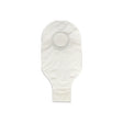 Transparent ostomy pouch for medical use on white background