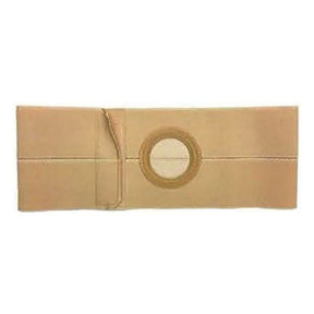 Beige ostomy support belt with center opening, adjustable for 36-40 inch waist, medical supply