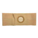 Beige elastic ostomy support belt with central ring, designed for comfort and wide waist sizes.