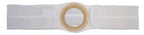 White ostomy support belt with central round opening for medical use
