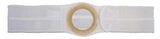 White ostomy support belt with central round opening for medical use