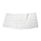 White ostomy support belt, 5-inch wide, no hole, adjustable for 28-31 inch waist