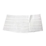 White ostomy support belt, 5-inch wide, no hole, adjustable for 28-31 inch waist