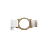 Ostomy belt with beige elastic strap and round plastic support ring