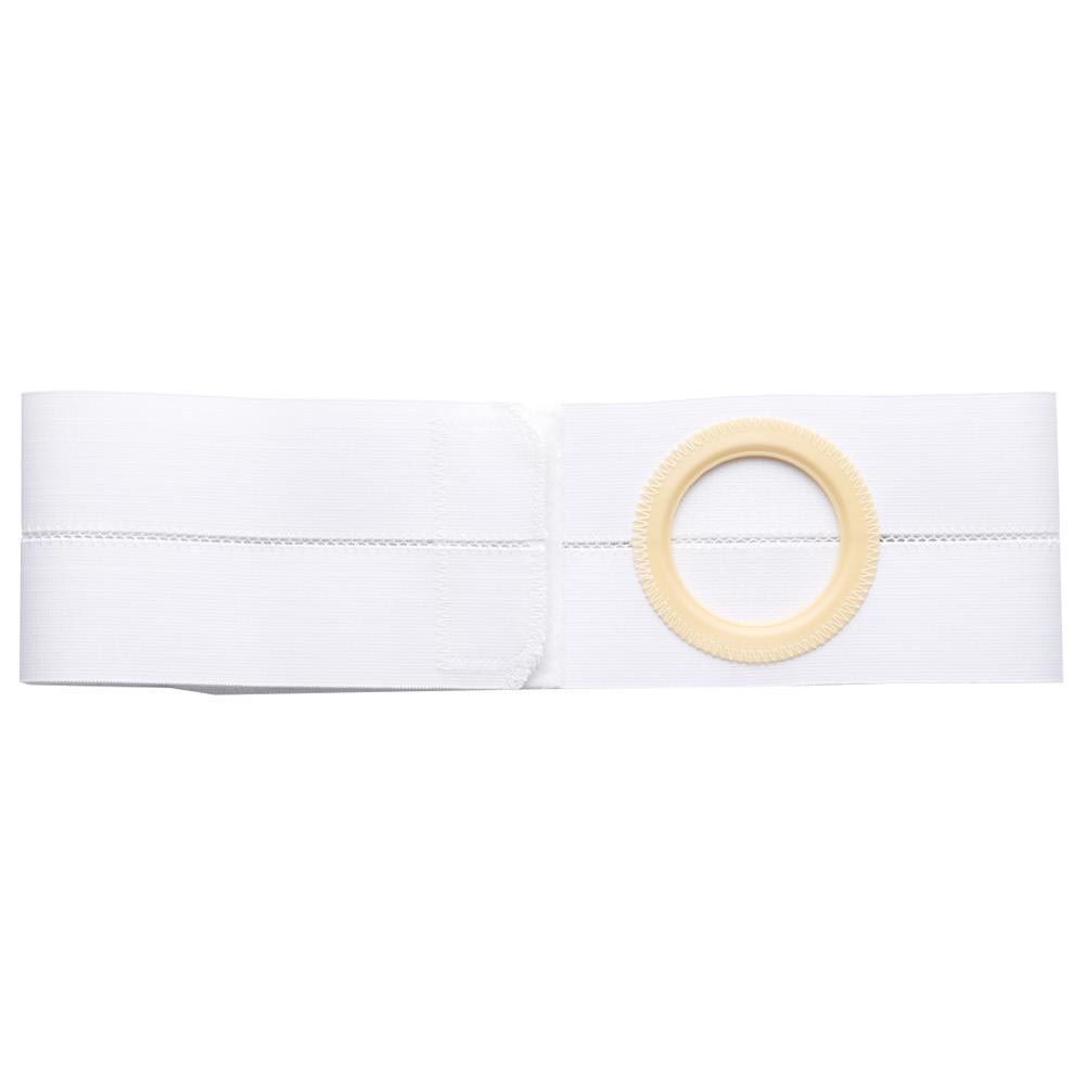 Elastic ostomy support belt with round opening, white medical accessory