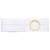 Elastic ostomy support belt with round opening, white medical accessory