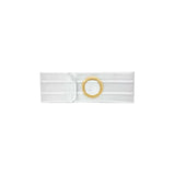 White ostomy belt with round beige ring for medical support and comfort