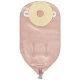 Beige ostomy pouch with drainable closure and adhesive barrier for medical use