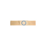 Beige medical support belt with blue circular opening for ostomy or hernia support