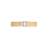Beige ostomy belt with blue plastic ring for medical stoma support