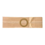 Beige ostomy belt with circular adhesive opening for medical support