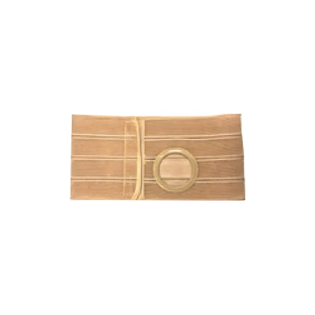Beige ostomy support belt with circular opening for medical device support