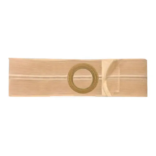 Beige ostomy belt with circular center opening for medical use