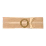 Beige ostomy belt with circular center opening for medical use