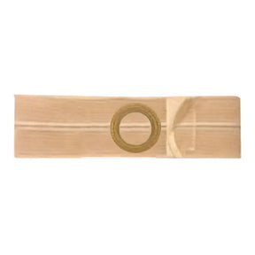 Beige ostomy belt with circular center opening for medical use
