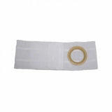 White ostomy support belt with round wafer opening for medical supplies