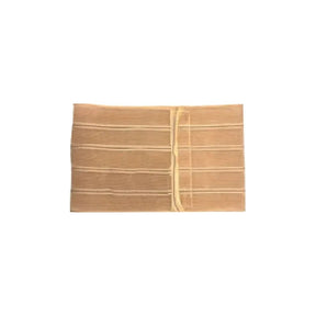 Beige medical abdominal binder with adjustable straps on white background