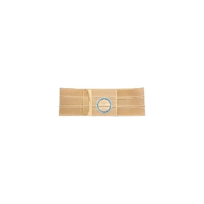Beige ostomy support belt with circular opening, medical accessory for stoma care