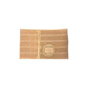 Beige ostomy hernia support belt with round stoma opening, medical supplies