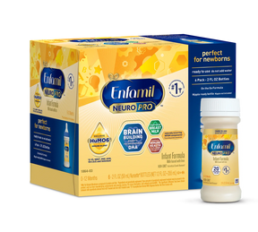 Enfamil NeuroPro infant formula 6-pack box with ready-to-use bottle, for newborn nutrition