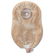 Soft convex urostomy pouch with beige body and drainage tap, medical supply product