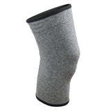 Gray arthritis knee compression sleeve for joint support on white background