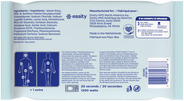 TENA ProSkin Bathing Glove, Premoistened Wipe, Scented, 9" x 5.9"
