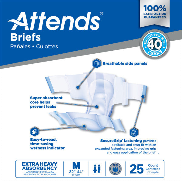Attends Brief, Extra Heavy Absorbency, Medium, 32" - 44"