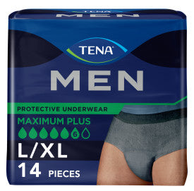 TENA MEN Maximum Plus Premium Fit Incontinence Underwear, Heavy Absorbency, L/XL