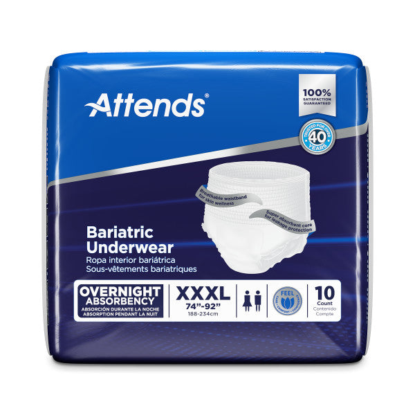 Attends Bariatric Underwear, Overnight Absorbency, XXX-Large, 74"- 92"
