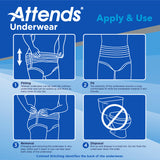 Attends Care Underwear, Moderate-heavy Absorbency, Extra Large, 58" - 68"