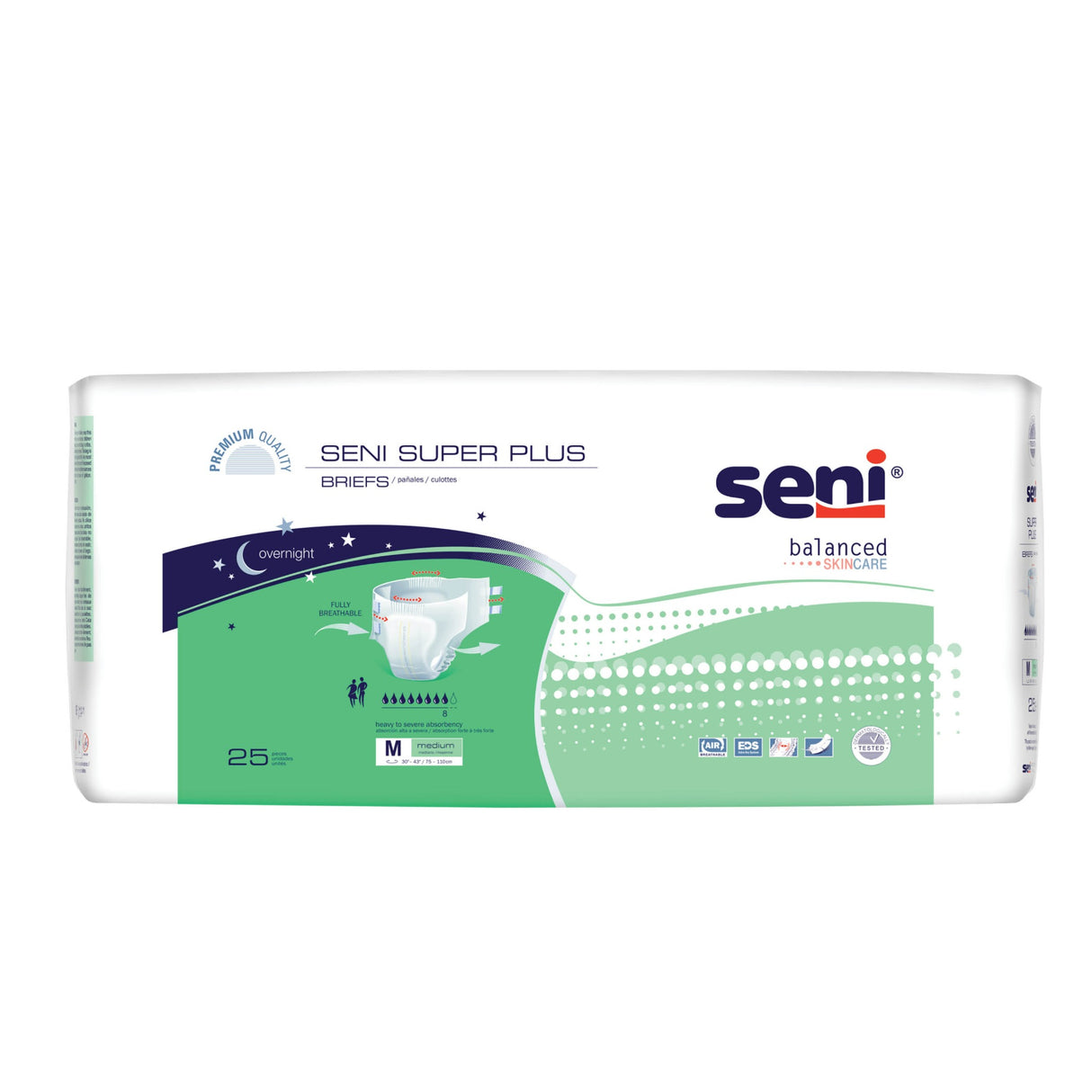 Unisex Adult Incontinence Brief Seni® Super Plus Medium Disposable Heavy Absorbency- 30"-43"