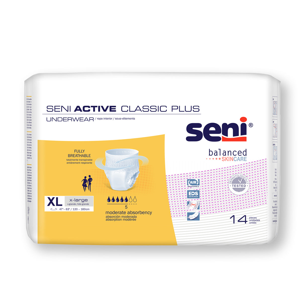 SENI ACTIVE CLASSIC PLUS PULL UP UNDERWEAR X-LARGE- 47"-63"