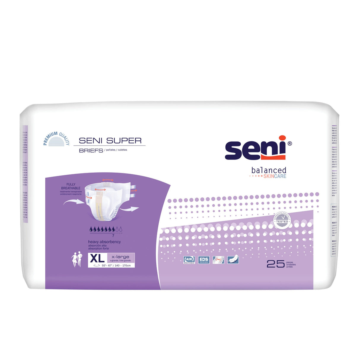 Unisex Adult Incontinence Brief Seni® Super X-Large Disposable Heavy Absorbency- 55"-67"