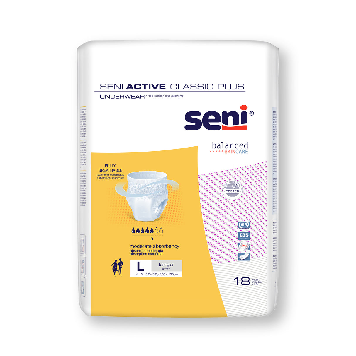 SENI ACTIVE CLASSIC PLUS PULL UP UNDERWEAR LARGE- 39"-53"